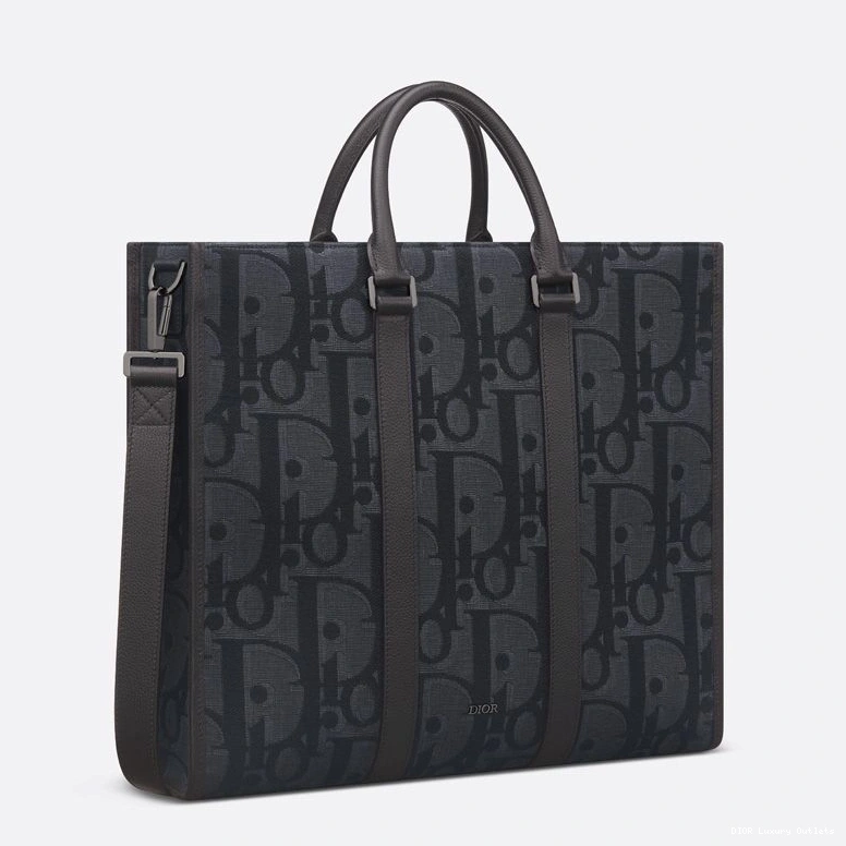 Cheap Maxi Motif Canvas Dior East-West Black Oblique Tote 0809 Luxury